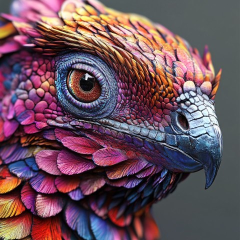 Colorful Chameleon Bird Hybrid Animal in Hyperrealistic Detail