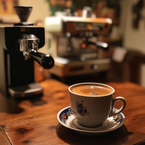 Morning Espresso with Coffee Machine and Grinder