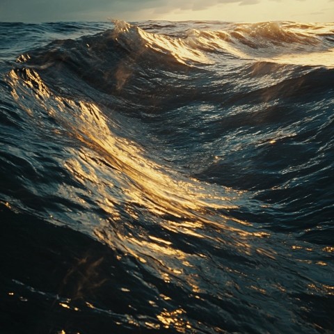 Large Sea Waves at Sunset in 4K Photo