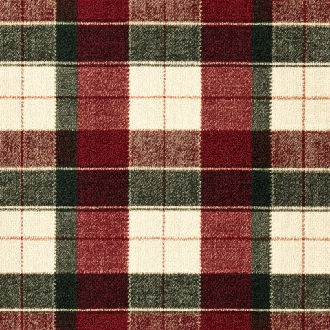 Old England Plaid Pattern in Red and Green Wool