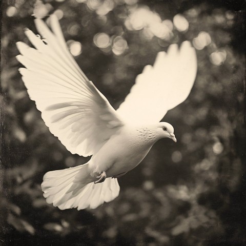 White Pigeon in Flight Realistic Photography