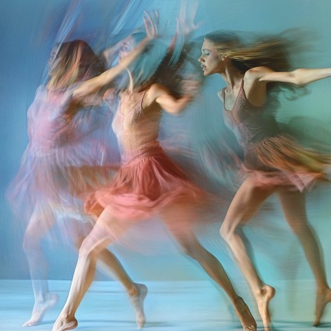 Impressionist Painting of Contemporary Dancers in Motion Blur