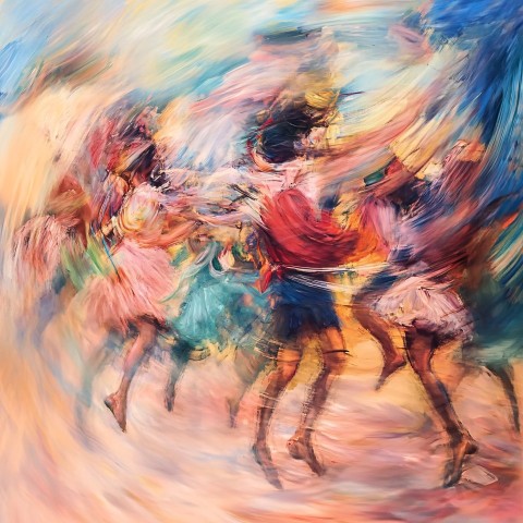 Impressionist Painting of Dancers in Dynamic Blur Effect