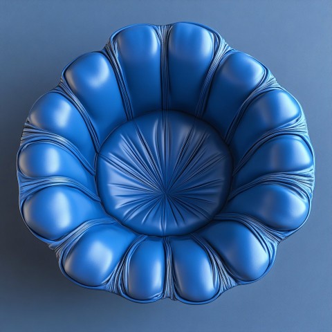 Blue Leather Chair Shaped Like Tulip Top View