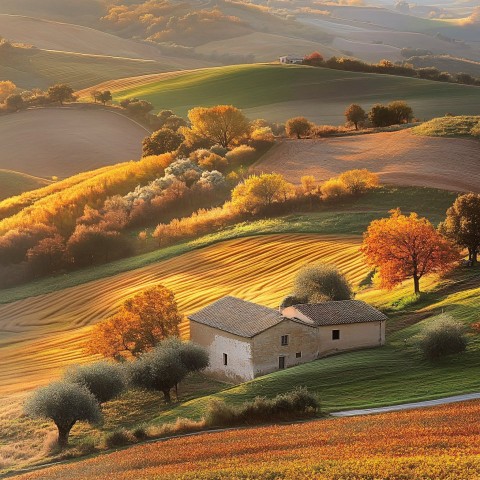 Autumn Landscape in Northern Spain with Vibrant Foliage