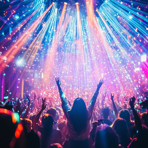 New Year's Eve Rave in Colorful Nightclub Lights