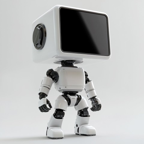 Droid Robot with Rectangular Face, Full Body Render