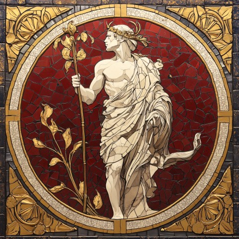 Roman God Pluto Medallion in Art Nouveau Style