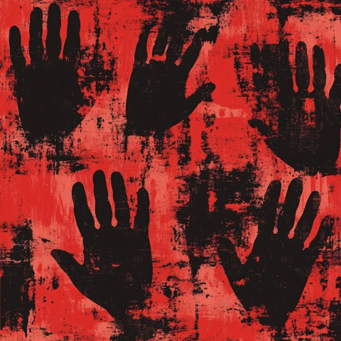 Red and Black Handprint Abstract Spy Art