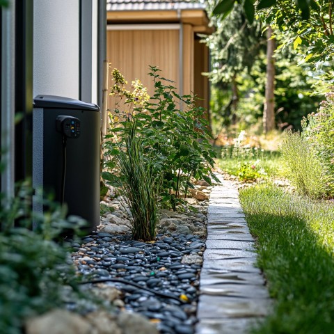 Compact Heat Pump Installation in Small Residential Backyard