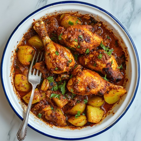 Spiced Chicken and Potatoes in Indian Style Sauce