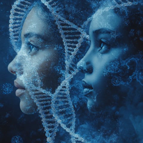 Fibonacci Golden Ratio DNA Connection in Blue Tones