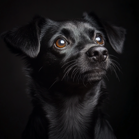 Portrait of a Black Dog with Intense Brown Eyes