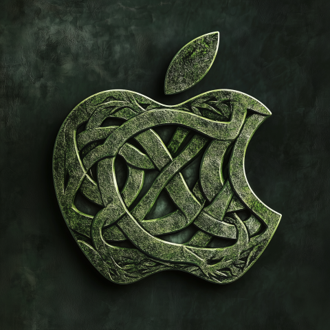 Intricate Celtic Knot Apple Symbol with Green Texture