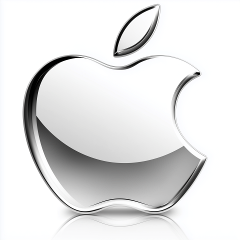 Sleek Chrome Apple Symbol with Reflective Finish