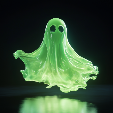 Glowing Green Ghost in a Dark Setting