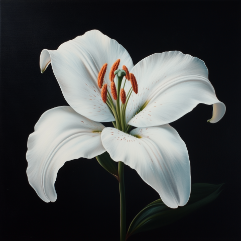 Elegant White Lily in Full Bloom on a Dark Background