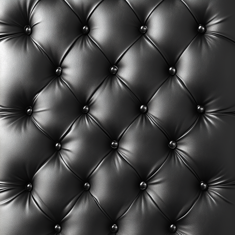 Black Leather Upholstery with Button Tufted Design