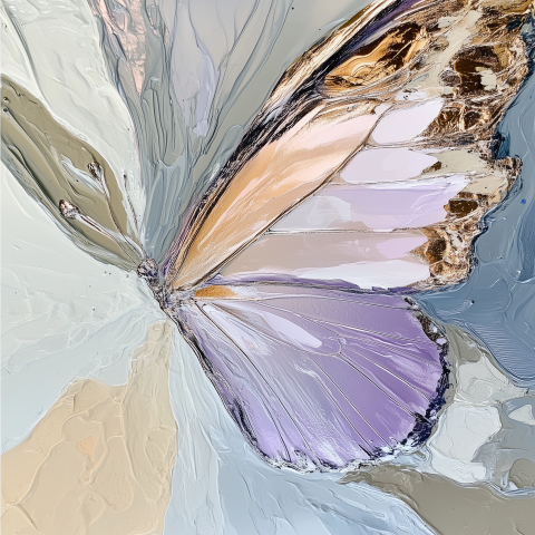 Abstract Butterfly Painting in Pastel Shades with Textured Brushstrokes