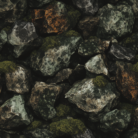 Moss-Covered Rocky Surface with Natural Textures