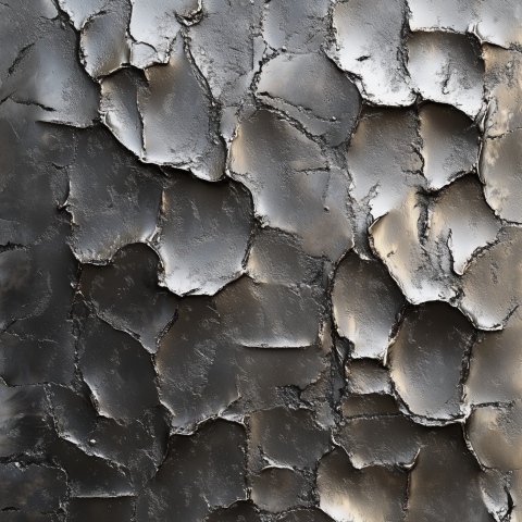 Close-up of cracked black and gray textured surface