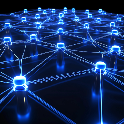 3D Network Grid with Illuminated Nodes