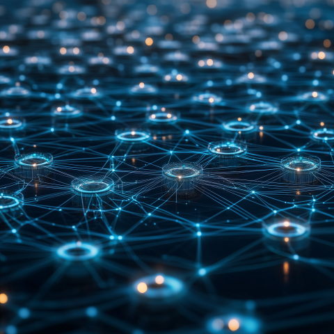 Digital Network with Connected Nodes and Illuminated Pathways