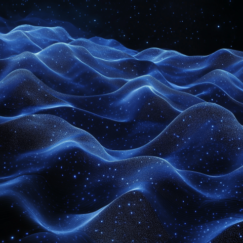 Blue digital waves with glowing particles