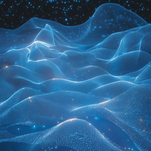 Blue digital waves with star particles