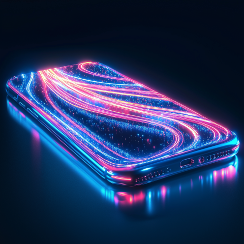 Smartphone with neon swirl lights