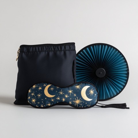 Travel Set with Eye Mask and Compact Fan