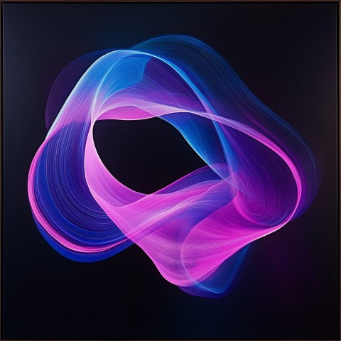 Neon Purple and Blue Flowing Ribbon Glow