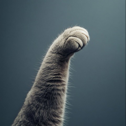 Cat Paw Pointing on Grey Background