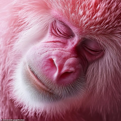 Ultra-Realistic Close-Up of Monkey with Pink Lips