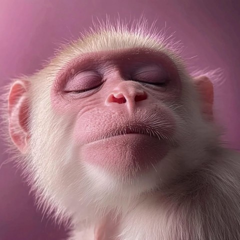 Charming Monkey with Pink Lips in Close-Up