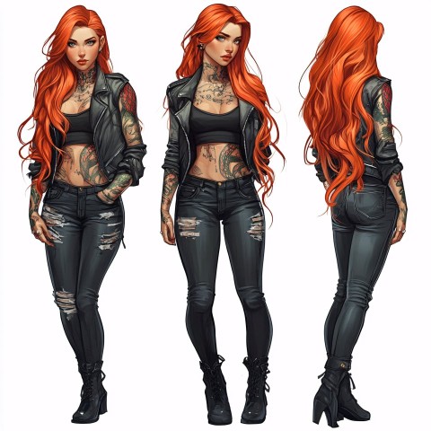 Adventurous Russian Girl Concept Art with Snake Tattoos