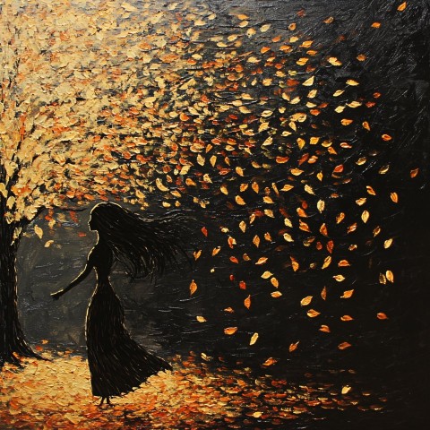 Surreal Kafkaesque Autumn with Abstract Woman and Trees