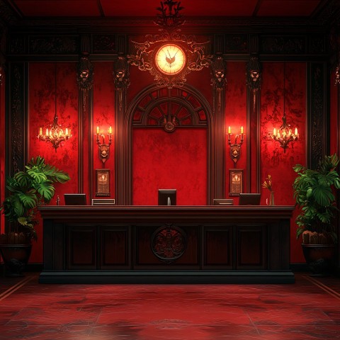 Hazbin Hotel Gothic Reception Desk Background Art