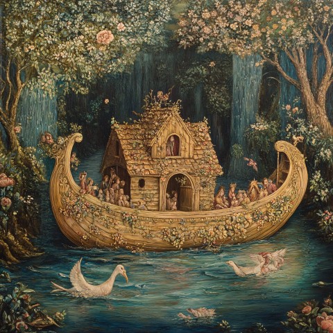Noah's Ark in Ornate Vintage Style