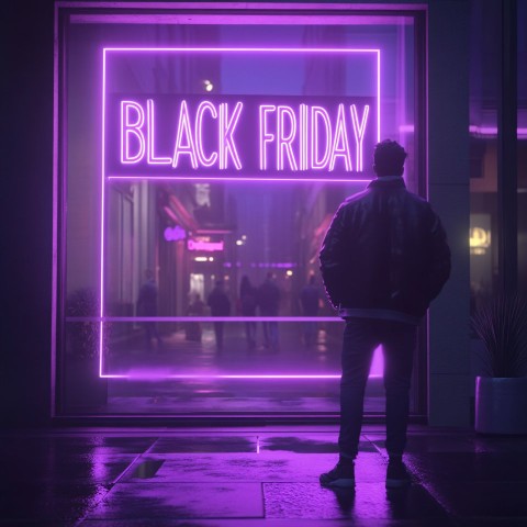 Purple Neon "BLACK FRIDAY" Text for Modern Retail Ads