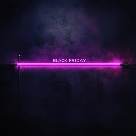 Modern Minimalistic Purple Neon "BLACK FRIDAY" for Advertising