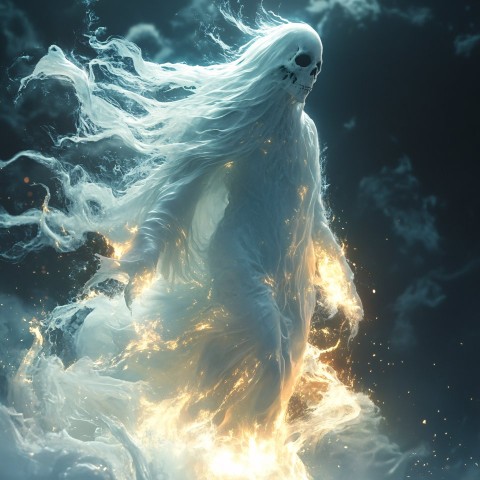 Ghost Descending in White Flames