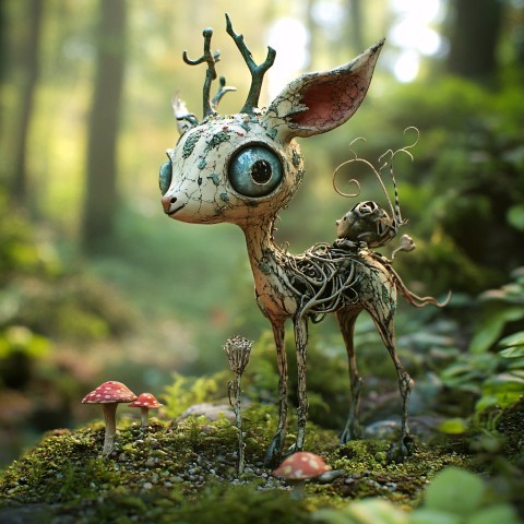 Whimsical 3D Forest Animals in Dark Fantasy Style