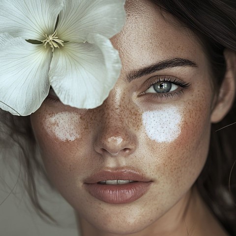 Portrait Woman with Flower and Eye Patches