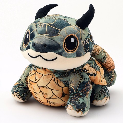 Traditional Chinese Turtle Dragon Plush with Snake Tail