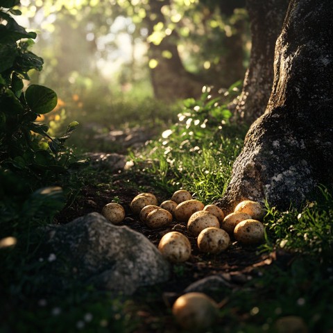 Potatoes in Garden with Cinematic Lighting