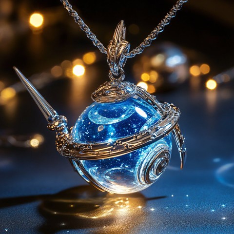 Anime Space Necklace with Planet and Sword Pendant