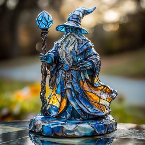 Water Blue Fantasy Mage Chess Piece Figurine