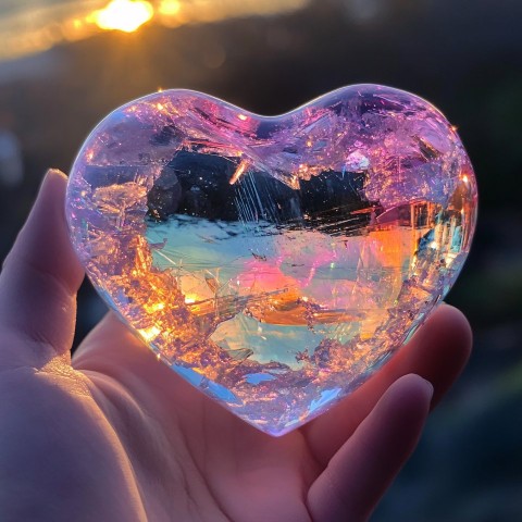 Crystal Heart Shaped Earth Glowing with Soft Colors