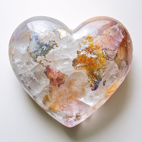 Crystal Heart-Shaped Earth Surrounded by Soft Glow